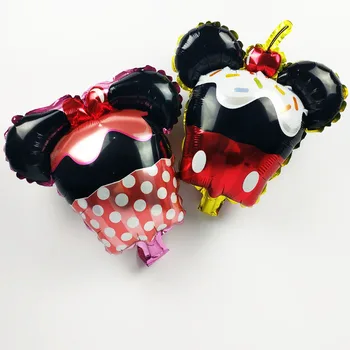 

KUAWANLE 100pcs/lot Cartooon Mini Mickey Minnie Mouse Cake Balloon Ice Cream Foil Air Balloons Toys Party Supplies Decoration