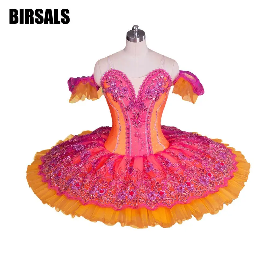 Women Professional Ballet Tutu Costume Red Orange Ballerina Nutcracker Performance Tutus,Adult Classical Ballet CostumesBT9058