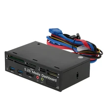 Concentrador multifunción USB 3,0 para tarjetas de memoria, lector de tarjetas interno eSATA, Panel frontal para SD multimedia de Audio, MS, CF, TF, M2, MMC