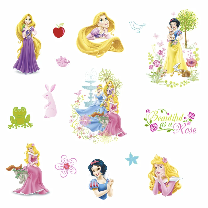 Cartoon Disney Snow White RapunzelAurora Princess Wall Stickers For Girl's Room Decoration DIY Kids Wall Decals PVC Art Posters Cartoon Disney Snow White RapunzelAurora Princess Wall Stickers For Girl's Room Decoration DIY Kids Wall Decals PVC Art Posters
