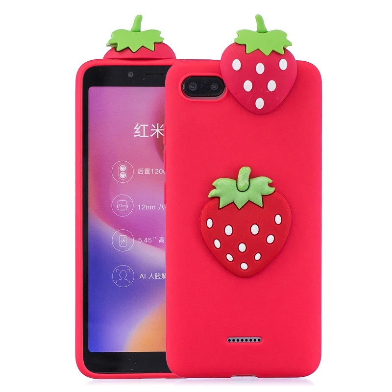 Etui Xiaomi Redmi 6A чехол для Xiomi Redmi 6A 3D игрушка панда кактус силиконовый чехол для телефона для Funda Xiaomi Redmi 6A чехол для женщин - Цвет: strawberry