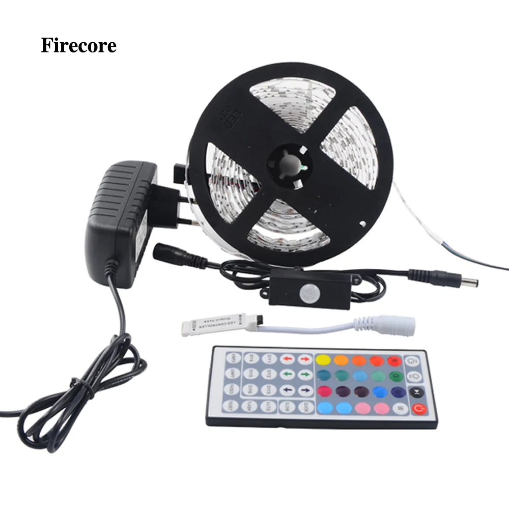 

Firecore 5M 5050 RGB Waterproof Flexible Led Strip SMD 150/300 Leds Light+PIR Auto Motion Sensor Switch +12V 2A Power+Controller