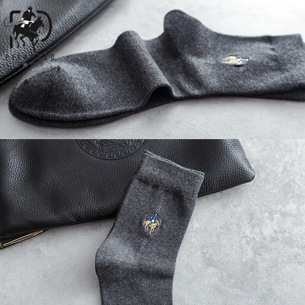Высокое Качество, Модные 5 пар/лот, Брендовые повседневные Мягкие хлопковые носки PIER POLO, мужские носки с вышивкой в деловом стиле, от производителя