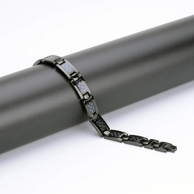 3000 Guass Magnetic Bracelet Energy Health Care Titanium Bracelets Bangle Blue Carbon Fiber For Men Jewelry