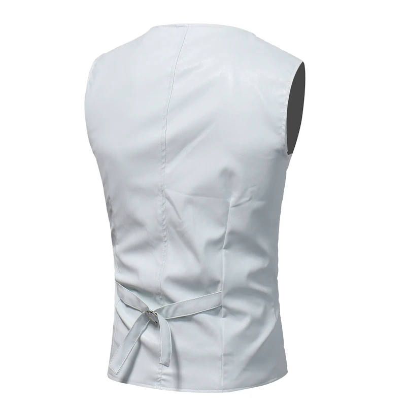 Autumn Tops Men's suit vest Waistcoats New Arrivals smart Casual style solid color sleeveless gentleman PU leather Vest men XXL