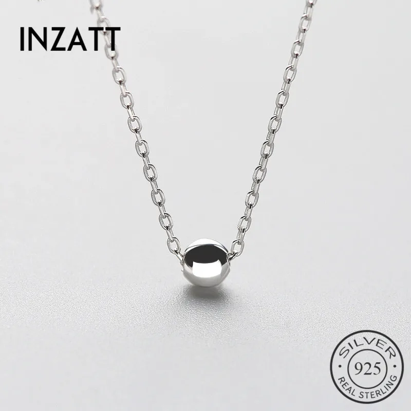 

INZATT New 2018 Real 925 Sterling Silver Chokers Necklaces Pendant Necklace Round beads Gold Color for Women Fashion Jewelry
