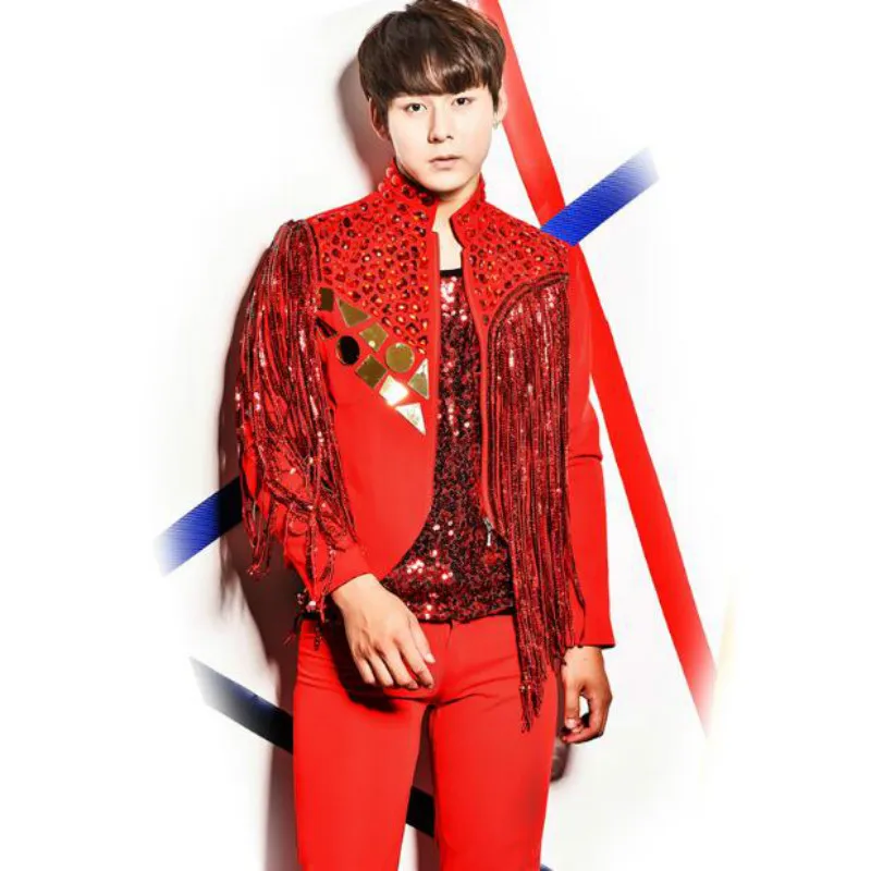 

2019 new Korean version of the drums men's bar DJ costumes singer trend Su Liang film performance clothing stage equipment