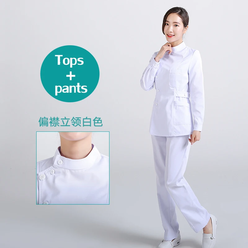 Медицинский лабораторный халат женский длинный рукав Спецодежда корейская косметика хирургическая распродажа униформа для салонов красоты аптека одежда - Цвет: Clothes  pants