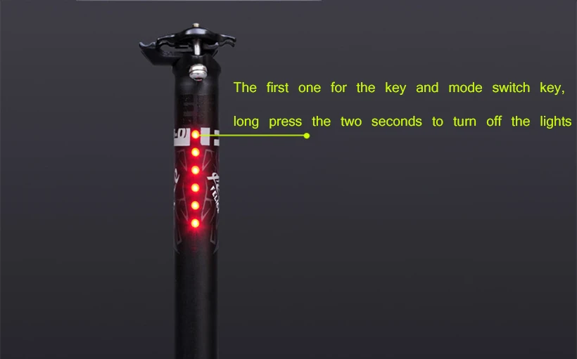 Креативный велосипедный штырь интегрированный светодиодный задний фонарь USB зарядка Подседельный штырь для MTB велосипеда запчасти
