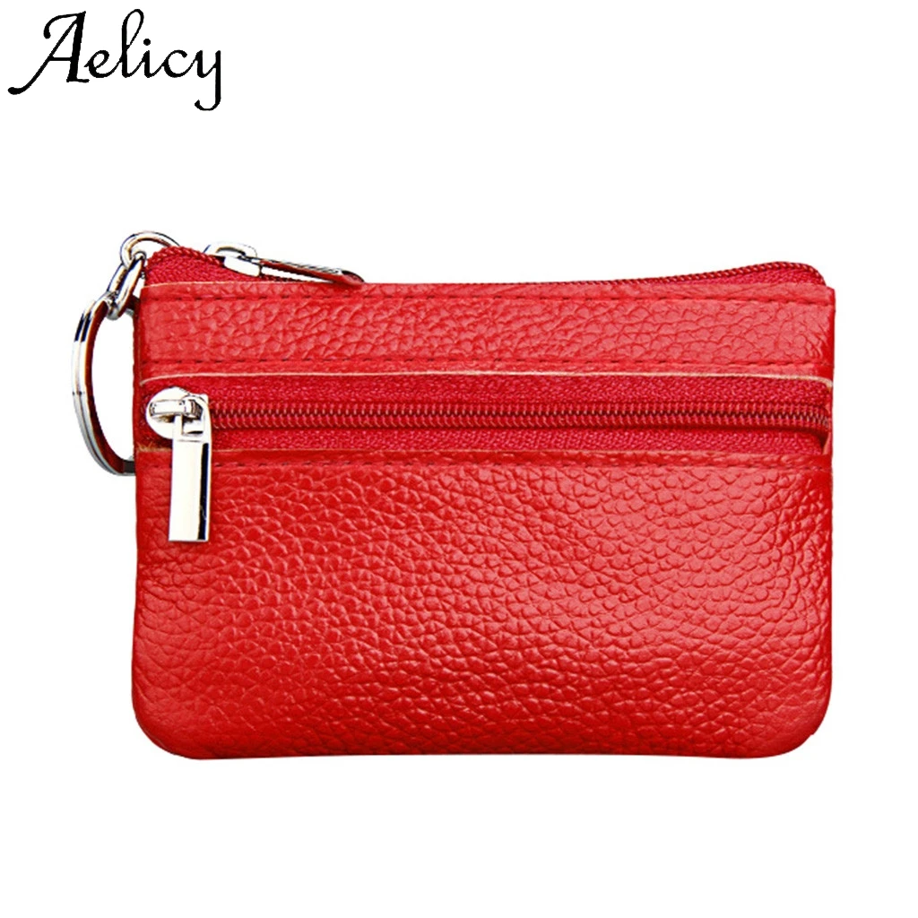 Aelicy Новый женский мини кошелек для монет кожаный чехол на молнии с кольцом ключей