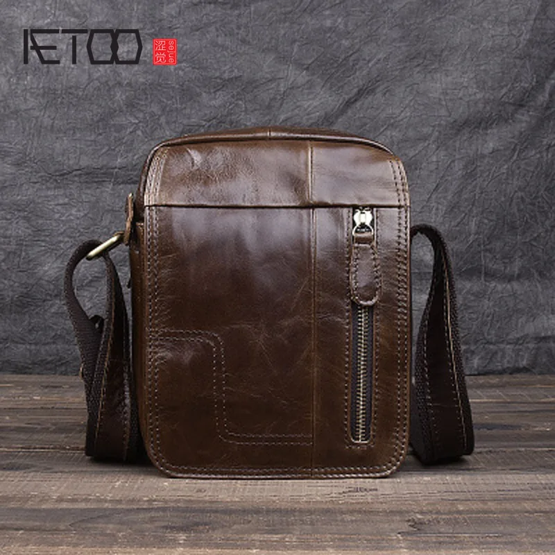 AETOO новая кожаная мужская сумка через плечо для отдыха ретро простая|leather man bags|men