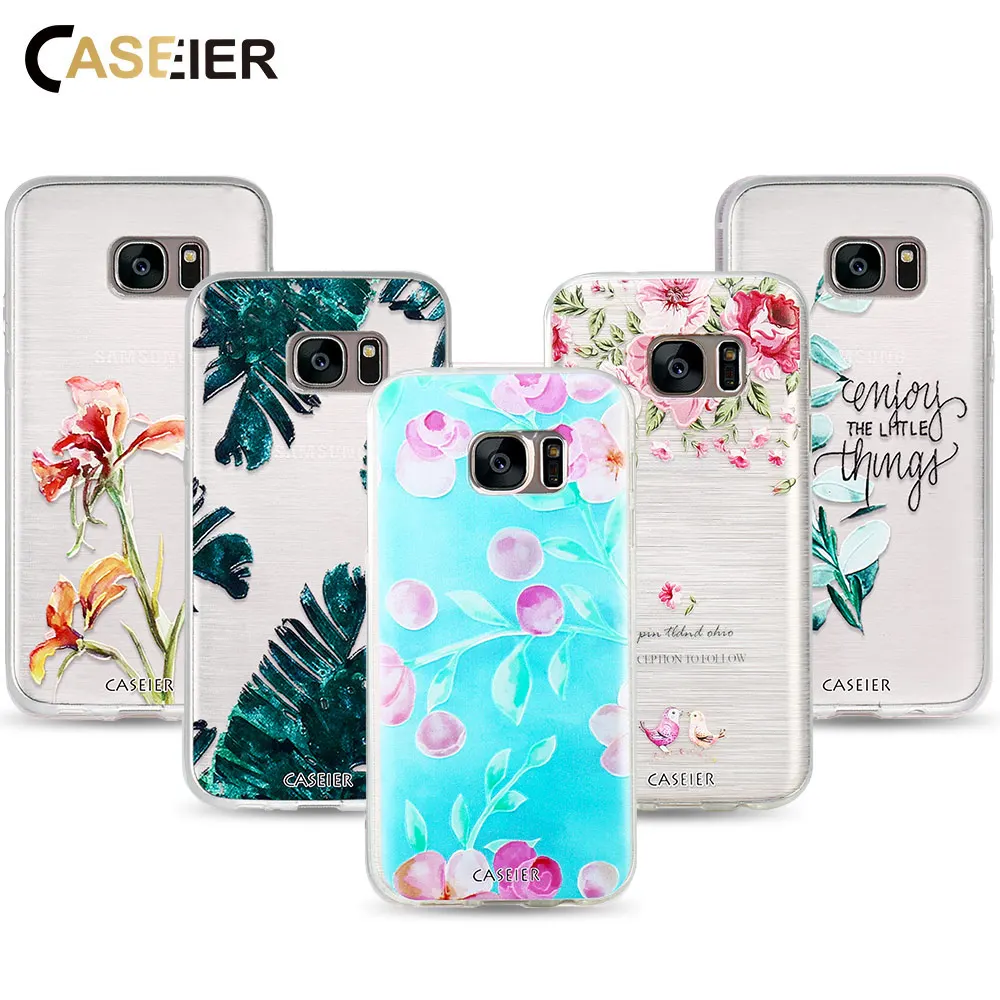 CASEIER Plant Leaf Phone Case For Samsung S8 Plus Soft Silicone Cases 3D Cover Note 8 S6 S7 Edge Shell Coque Capinha |
