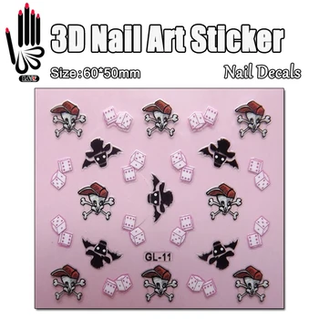 

1 Sheet 3D Nail Art Sticker GL11 Red Hat Skulls Design Nail Art Transfer Sticker Decal Sticker For Nail Art Decoration