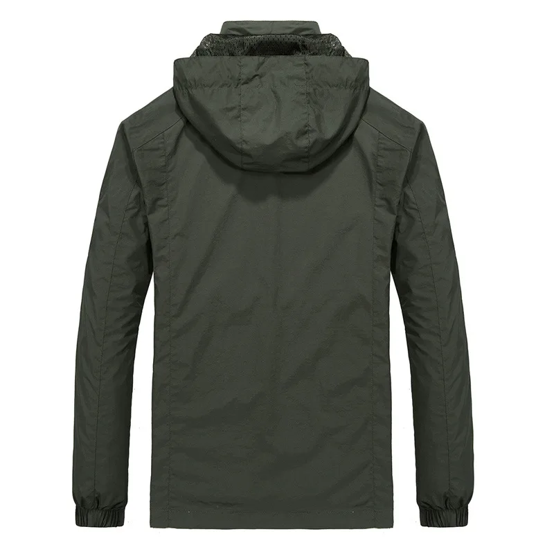 Promo  Mens Windbreaker Jackets Military Cargo Hooded Water Proof Wind Breaker Casual Coat Male Large Size