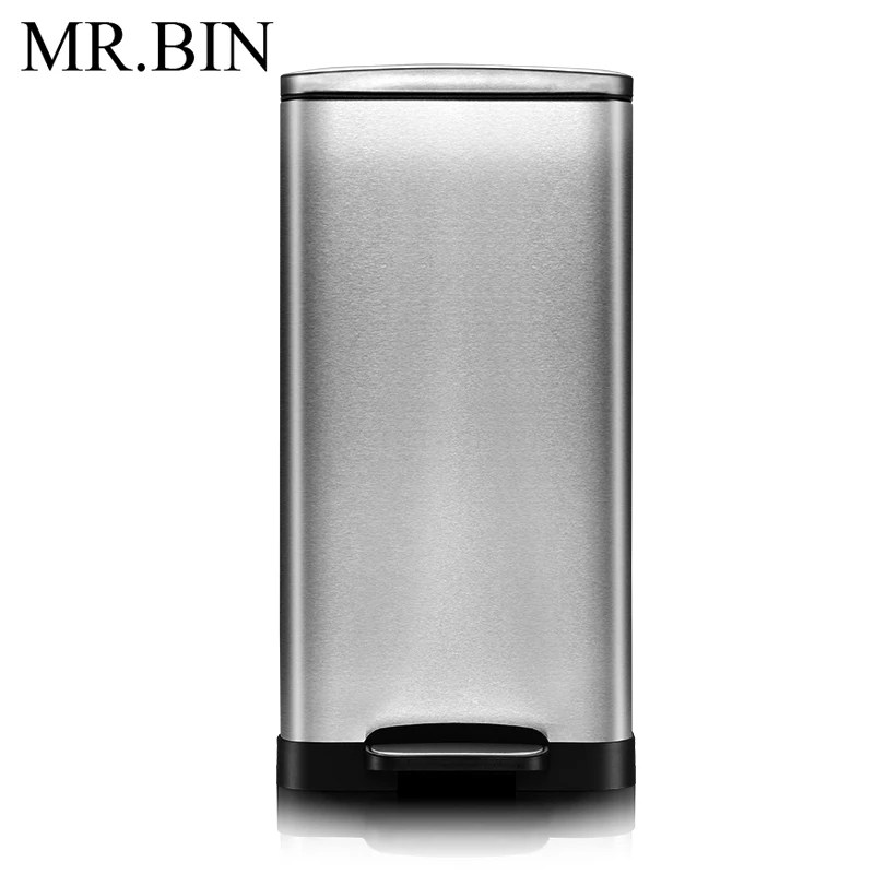 

MR.BIN 15L Stainless Steel Trash Can Foot Pedal Slow Down and Mute Waste Bin Modern Simple Anti fingerprint Garbage Rubbish Bin