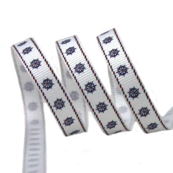 

[IuBuFiGo] 3/8'' 9mm Printing grosgrain ribbon Seagoing vessel helm Ribbon100 yards/color Free Shipping