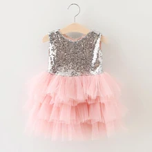 Новинка платье принцессы с золотыми блестками для девочек платье-пэчворк с пышной юбкой для торжеств и свадеб