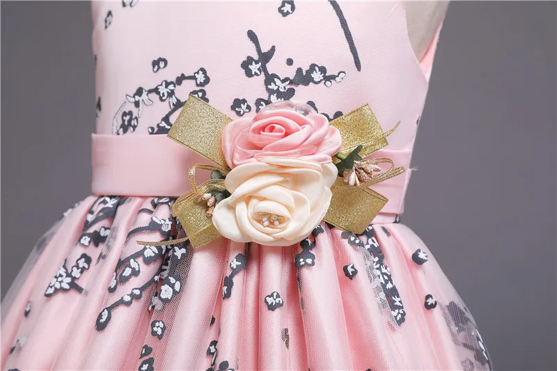 Платья с цветочным узором для девочек на свадьбу; вечерние платья с кружевом и шлейфом; Детские торжественные платья для девочек; платье принцессы; платье для От 3 до 12 лет-подростков; Vestidos