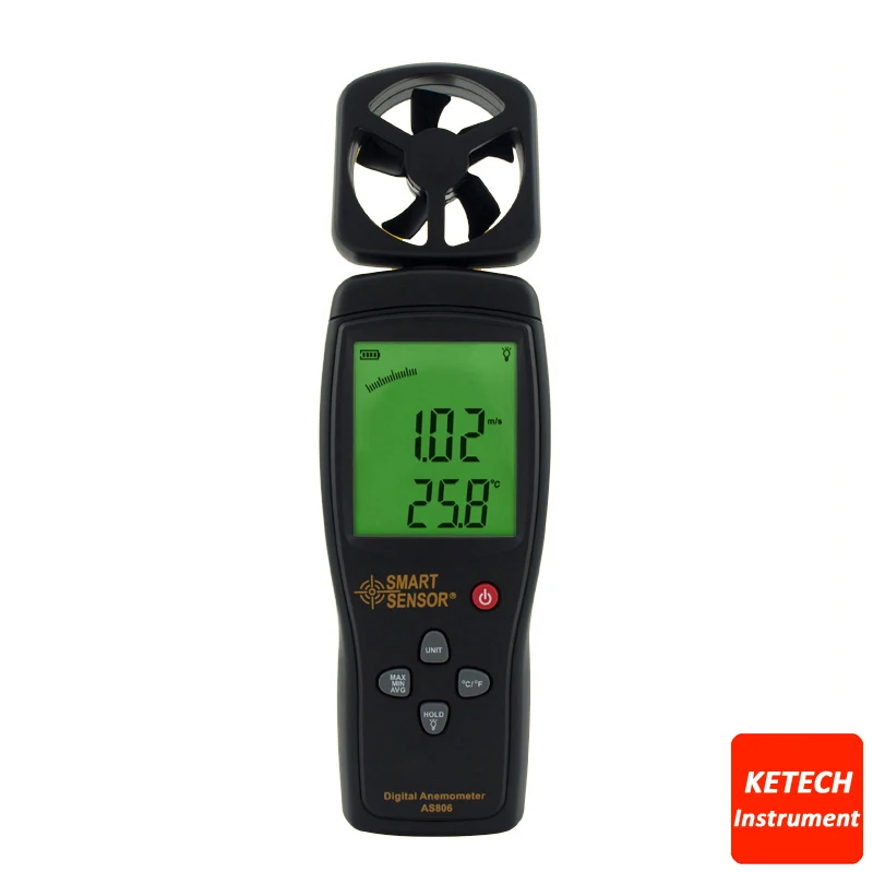 

AS806 Portable Digital Anemometer Wind Speed Meter Flow Meters