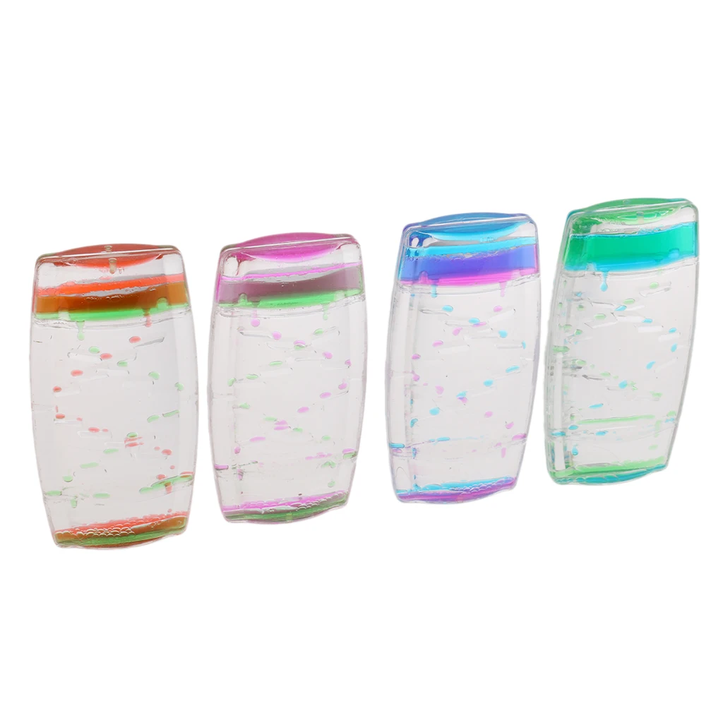 Acrylic Creative Square Floating Oil Liquid Bubbler Motion Timer Hour Glass Ladder for Kids Children Novelty Gift