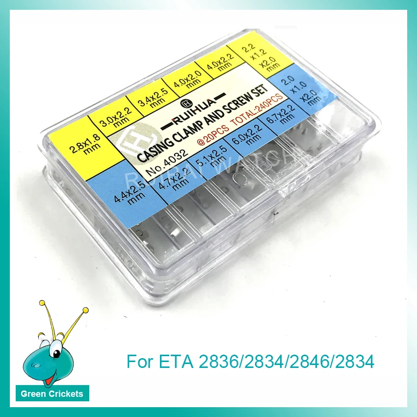 Wholesale 240pcs/Box Watches Parts Wristwatch Movment Casing Clamp and screws set for Watchmaker