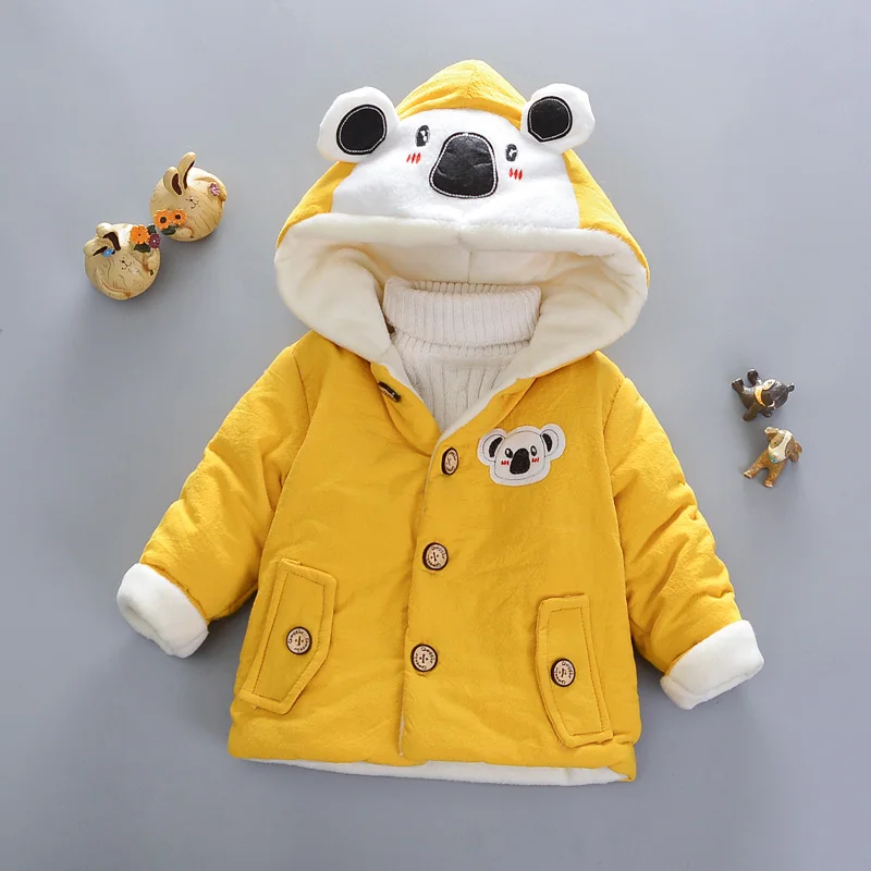Куртки для маленьких девочек; коллекция года; сезон осень-зима; куртки для мальчиков; детская теплая верхняя одежда с капюшоном; пальто для мальчиков; детская куртка - Цвет: Yellow