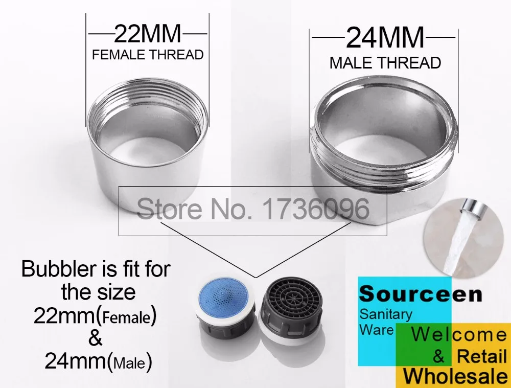 WASOURLF 6 шт. водосберегающий кран аэратор 4L минутный сердечник M24 мужской M22 женский размер резьбы устройство для крана bubbler Добро пожаловать
