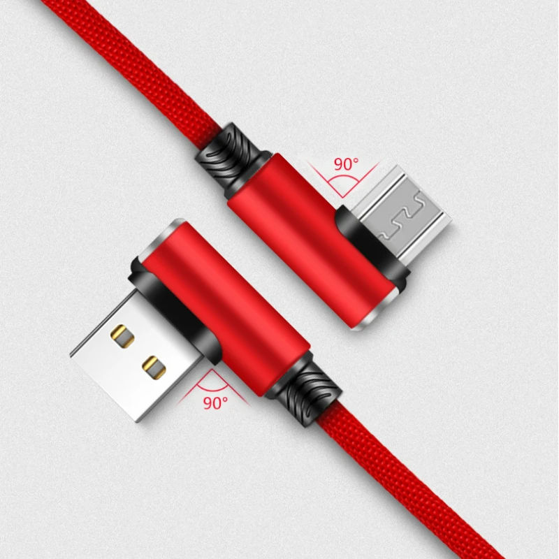 

90 Degree TypeC For HUAWEI Xiaomi Samsung Micro USB Data Charger Fast Cable Cord Charge 8pin For IPhone Lighting Charging Cable