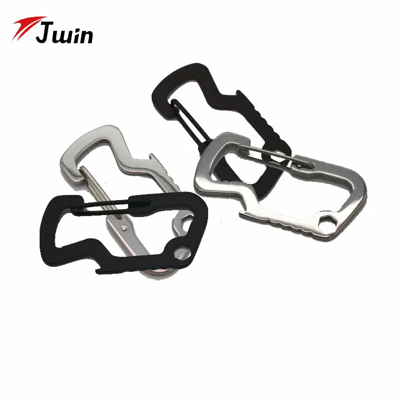 

Outdoor Survival EDC Multi Tool Camping and Hiking Stainless Steel Carabiner Cap Lifter Hex Driver Bottle Opener Key Chain Tools