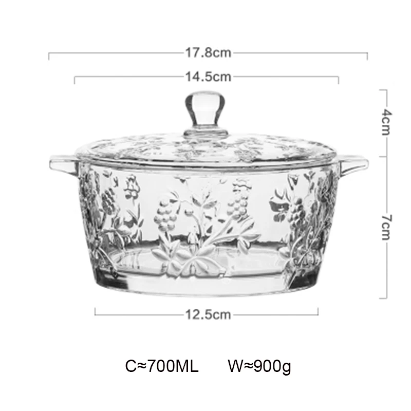 Винтажные рельефы резные суповые раковины с крышкой для раковины 700 мл цветное стекло суповое блюдо рыбный суповый горшок стеклянная посуда