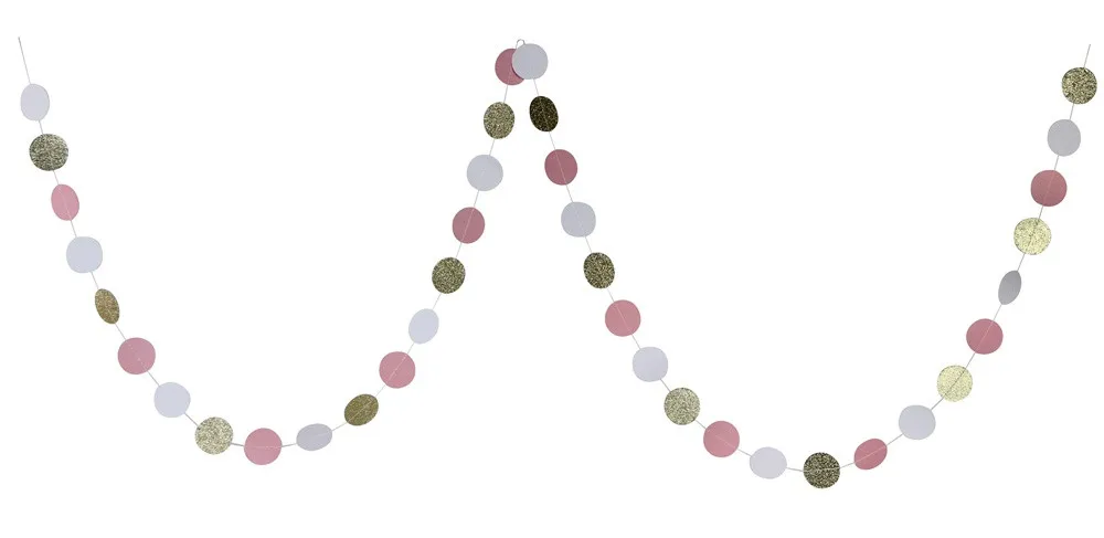 Cosplay&ware Champaign Goldpinkwhite11 Feet Circle Garland Polka Dots Paper Photo Baby Shower Bridal Wedding -Cosplayware Store