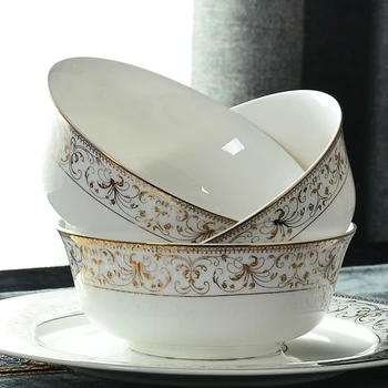 

6 Inch Round Rice Bowl Chinese Porcelain Soup Bowl Salad Bowl Microwave Bone China Tableware Phnom Penh Bowl
