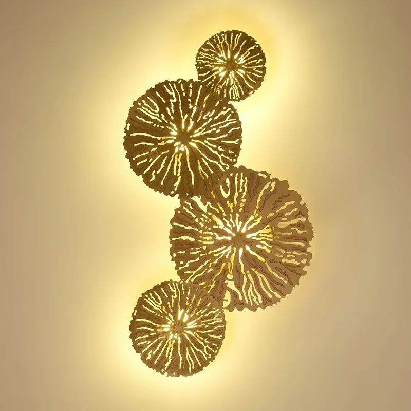 

New Creative Gold Parlor LED Wall Lamp Copper Special Bed Light Art Design Deco Dining Room Bedroom Wall Sconce Surface Mount
