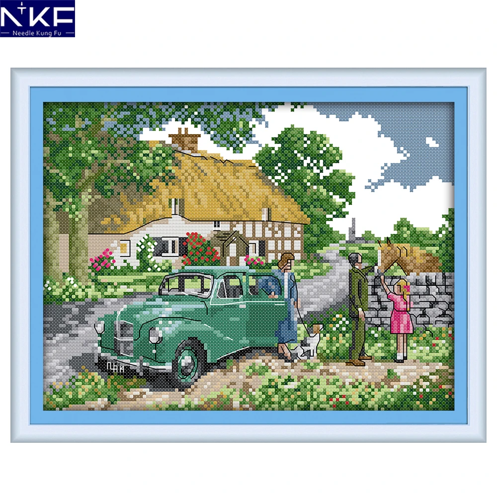 

NKF Farewell Scenery Style DIY Kit Needlework Counted China Cross Stitch Kits for Embroidery Cross Crafts Cross Stitch Set