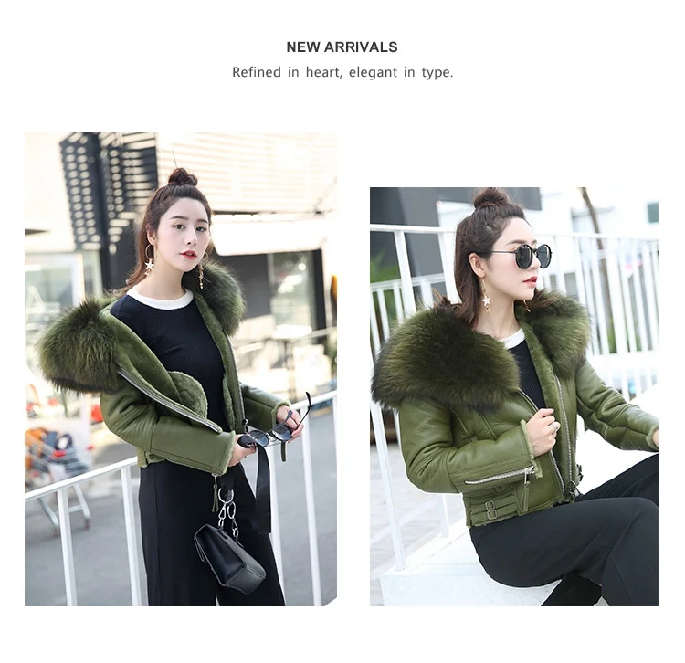 genuine sheepskin leather jacket with raccoon fur collar (9)