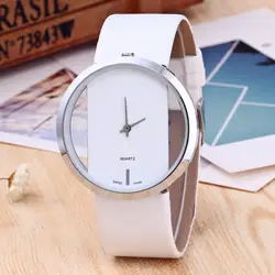 Роскошные Дамская мода кварцевые часы Для женщин часы с кожаным ремешком со стразами 2018 Для женщин кожаный ремешок женские часы