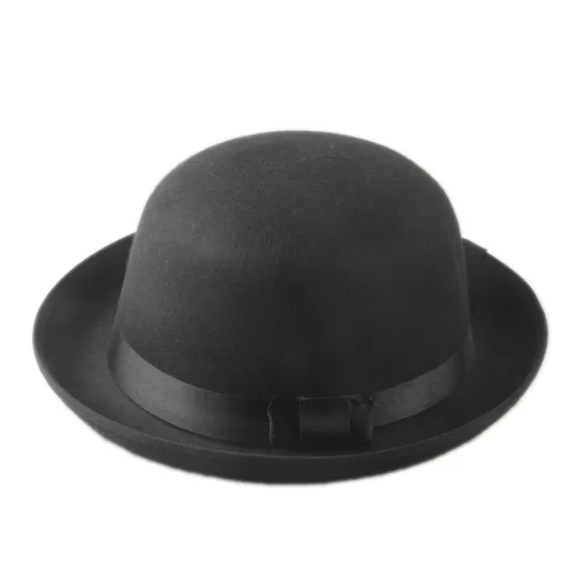 Retro Hard Felt Women Men Fold Brim Billycock Round Top Bowler Derby Hat/'