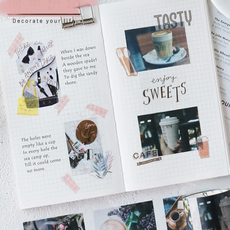 

Europe style wide washi tape adhesive scrapbooking sticker design of scenery view coffee tool DIY craft