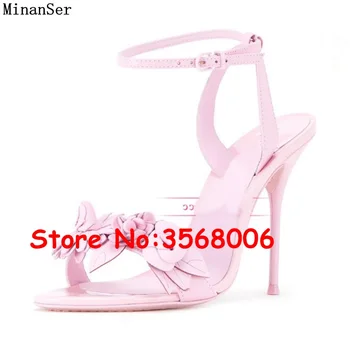 

Newest Spring Summer Floral Decoration Lady Dress Sandals zapatos de mujer Blue Red Silver Stiletto High Heels Shoes Women Pumps