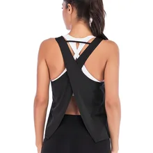 Лидер продаж, женская спортивная одежда, эластичный жилет с перекрестной спинкой, однотонные топы для йоги DO2