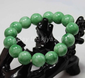 

Natural Fashion Beautiful Emerald Green Jade Beaded Bracelet Bangle style Fine jewe Noble 100% Natural jade