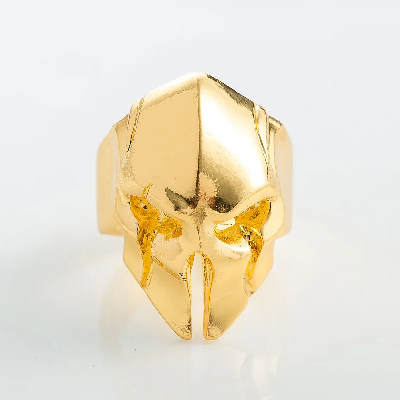Спартанский ГЕРОЙ шлем маска кольцо для мужчин Винтаж Панк Байкер ювелирные изделия мужской Прохладный античный серебряный золотой цвет палец кольца
