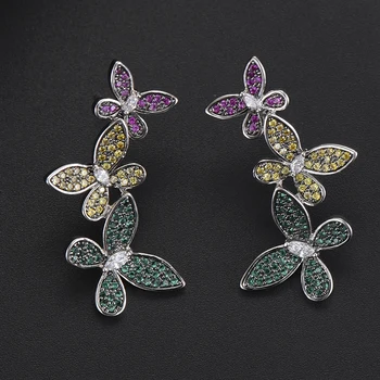 

GODKI New Luxury Butterfly Dangle Earrings For Women Wedding Cubic Zircon Crystal CZ Dubai Bridal Earrings Fashion Jewelry 2018