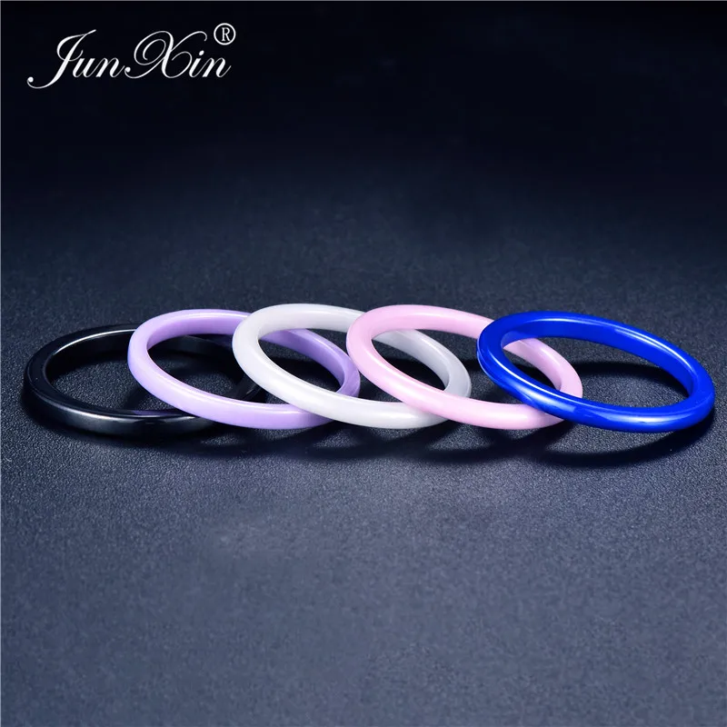 

Junxin 5 Colors Simple Ceramic Rings Cute Thin Ceramic Rings Elegant Black/Blue/Pink Ladies Rings For Women Men Wedding Jewelry