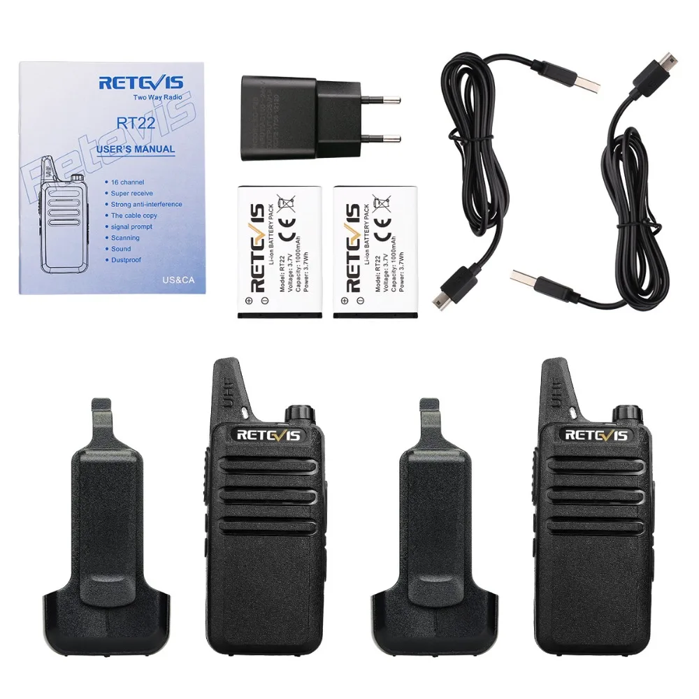 2pcs Mini Walkie Talkie Retevis RT22 2W UHF 400 480MHz VOX Scan CTCSS DCS Dustproof Ham 5