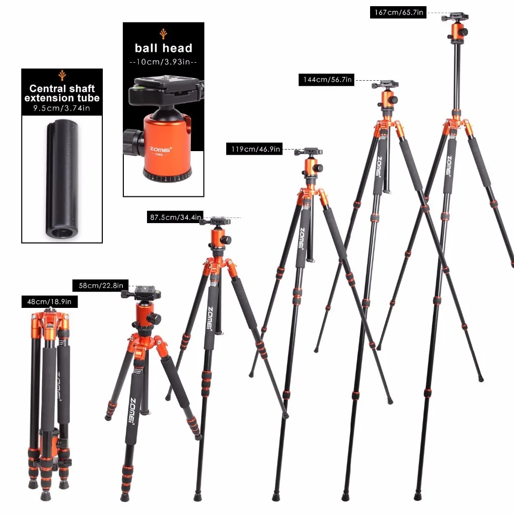 Zomei Z818 Портативный Профессиональный алюминиевый штатив для путешествий с быстроразъемным монопод с пластиной гибкие Ножки штатива