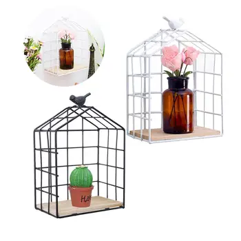 

Simple Nordic Style Iron Wall-mounted Hanging Grid Storage Holder Wall Decoration Innovative Plant Ornament Shelves Wall Racks
