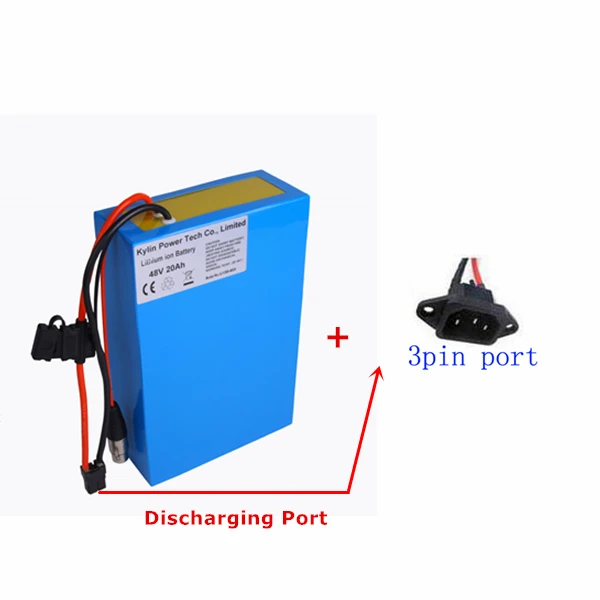 48 В 20AH литиевый электрический скутер батарея для велосипеда Li-Ion Ebike 750 Вт 1000 Вт E мотор велосипеда& 30A BMS 54,6 в 2A зарядное устройство с предохранителем - Цвет: 3Pin