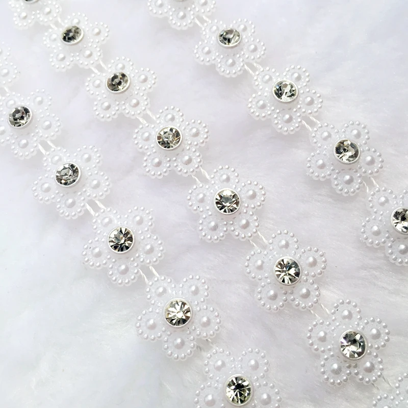 

Diy 1 yard flower pattern set with diamond thread bead rhinestone clip - thin wedding accessories