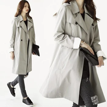 

2016 New Spring Autumn Fashion/Casual Women's Trench Coat long Outerwear loose Clothes For Lady Good Quality